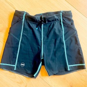 Janji 3.5” Trail Shorts. Black with Teal Stitches. Size S.